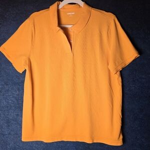 Lands' End Men's Vibrant Orange Short Sleeve Polo